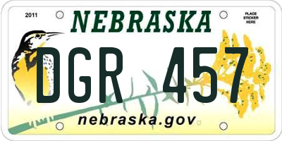 NE license plate DGR457