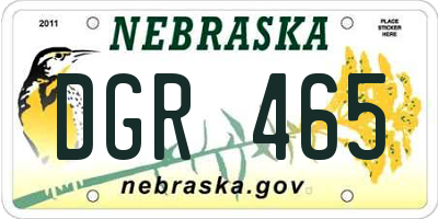 NE license plate DGR465