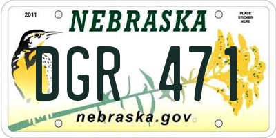 NE license plate DGR471
