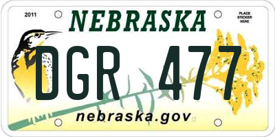 NE license plate DGR477