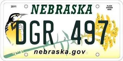NE license plate DGR497