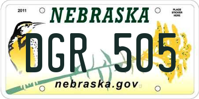 NE license plate DGR505