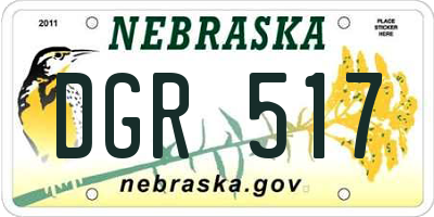 NE license plate DGR517