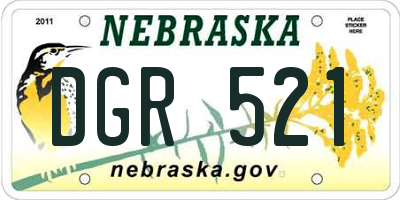NE license plate DGR521