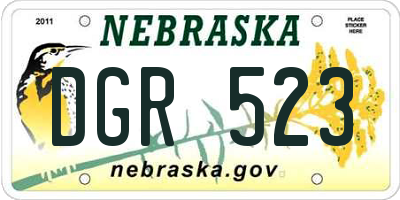 NE license plate DGR523