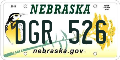 NE license plate DGR526
