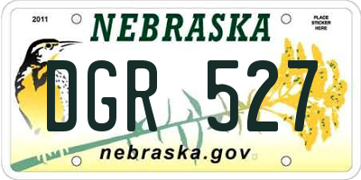 NE license plate DGR527