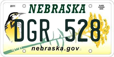 NE license plate DGR528