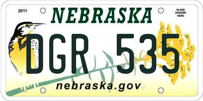 NE license plate DGR535