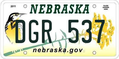 NE license plate DGR537