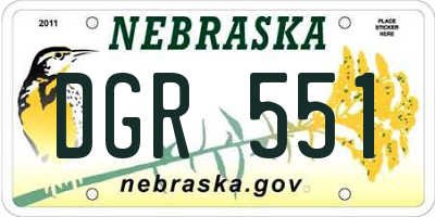 NE license plate DGR551