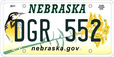 NE license plate DGR552