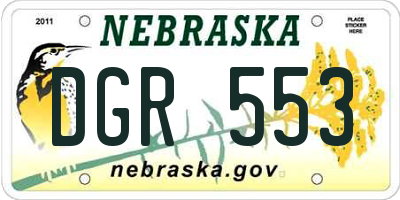 NE license plate DGR553