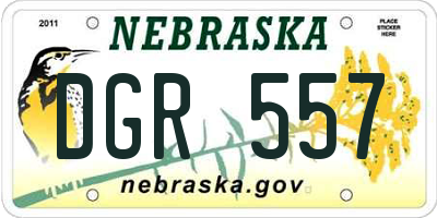 NE license plate DGR557