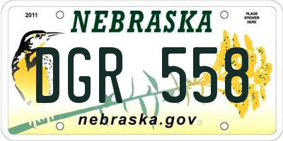 NE license plate DGR558
