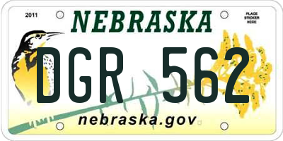 NE license plate DGR562