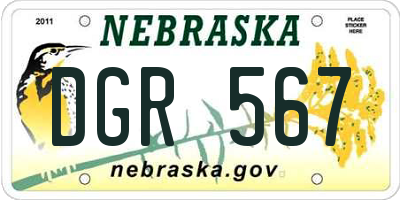NE license plate DGR567