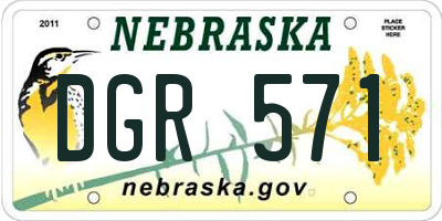 NE license plate DGR571