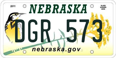 NE license plate DGR573