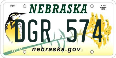 NE license plate DGR574