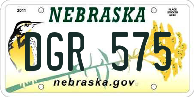 NE license plate DGR575