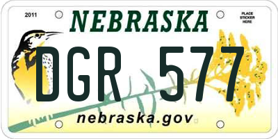 NE license plate DGR577