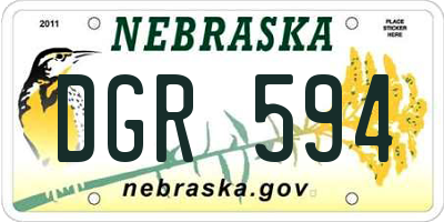 NE license plate DGR594