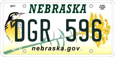 NE license plate DGR596