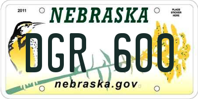 NE license plate DGR600