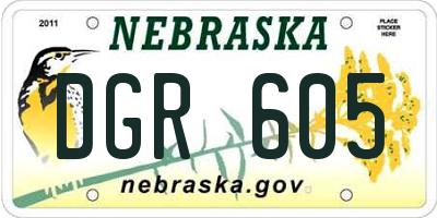 NE license plate DGR605