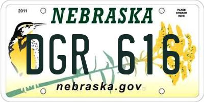 NE license plate DGR616