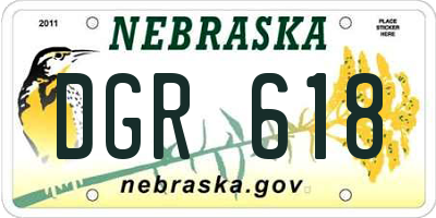 NE license plate DGR618