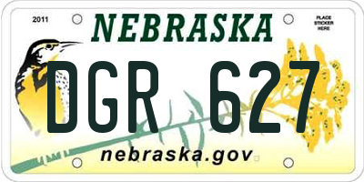 NE license plate DGR627