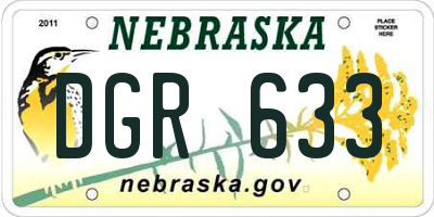 NE license plate DGR633