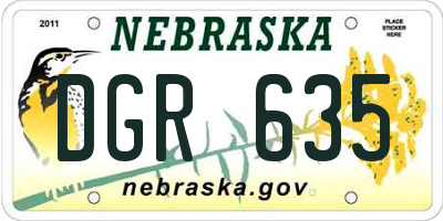 NE license plate DGR635