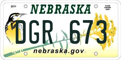 NE license plate DGR673