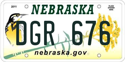 NE license plate DGR676