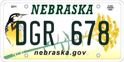 NE license plate DGR678