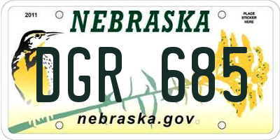 NE license plate DGR685