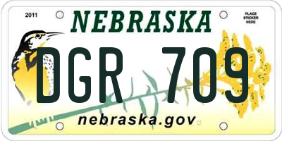 NE license plate DGR709