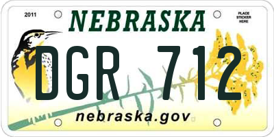 NE license plate DGR712