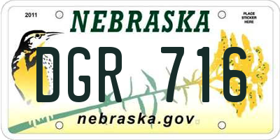 NE license plate DGR716