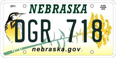 NE license plate DGR718