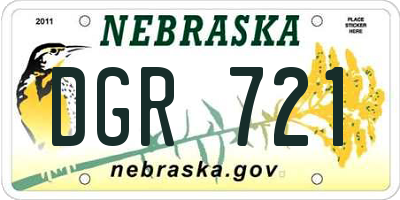 NE license plate DGR721