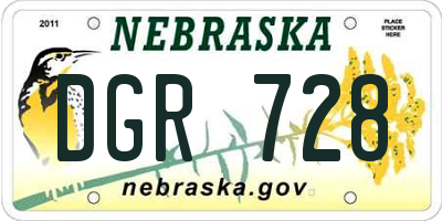 NE license plate DGR728