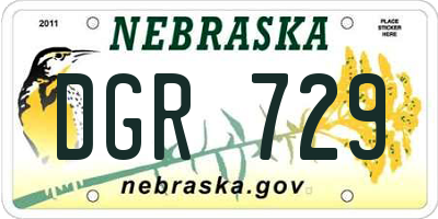 NE license plate DGR729