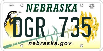 NE license plate DGR735