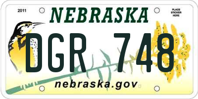 NE license plate DGR748