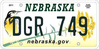 NE license plate DGR749