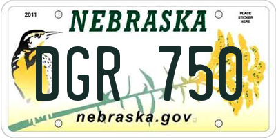 NE license plate DGR750